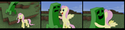 Size: 2775x675 | Tagged: safe, artist:philith, character:fluttershy, comic, creeper, minecraft