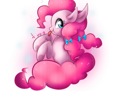 Size: 800x600 | Tagged: safe, artist:kkuyo, character:pinkie pie, alternate hairstyle, female, japanese, pixiv, solo, tongue out, twintails