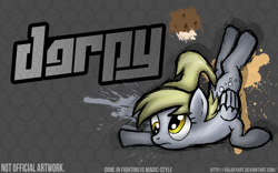 Size: 1920x1200 | Tagged: safe, artist:galaxyart, character:derpy hooves, species:pegasus, species:pony, fighting is magic, female, food, mare, muffin, paint splatter, solo, style emulation