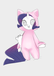 Size: 500x700 | Tagged: safe, artist:kkuyo, character:rarity, species:pony, 30 minute art challenge, bipedal, cat costume, cat's pajamas, clothing, costume, female, footed sleeper, kigurumi, pillow, solo