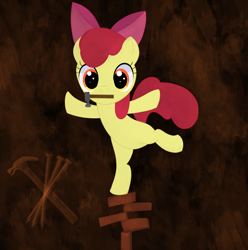 Size: 4000x4026 | Tagged: safe, artist:miaowwww, character:apple bloom, brick, female, hammer, nails, solo