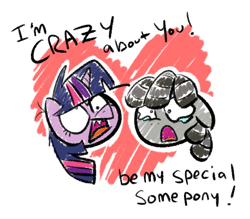 Size: 1271x1113 | Tagged: safe, artist:grilledcat, character:smarty pants, character:twilight sparkle, twilight snapple, valentine's day