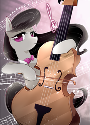 Size: 611x850 | Tagged: safe, artist:namagaki_yukina, character:octavia melody, species:earth pony, species:pony, bow (instrument), cello, cello bow, female, looking at you, mare, musical instrument, solo