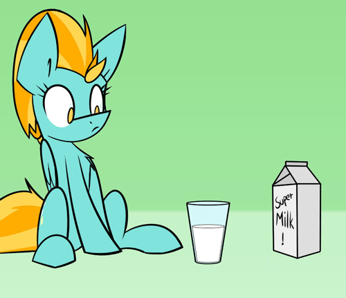 Size: 500x431 | Tagged: safe, artist:askincompetentlightningdust, artist:ralek, character:lightning dust, animated, drink, everything is ruined, fail, female, glass, kicking, meme, milk, parody, pure unfiltered evil, sitting, solo, spill, spilled milk, spoiled, tumblr