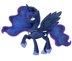 Size: 980x839 | Tagged: safe, artist:schnuffitrunks, character:princess luna, female, raised hoof, simple background, solo