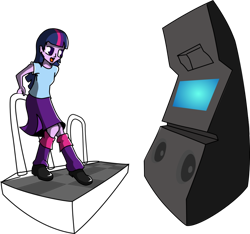 Size: 924x865 | Tagged: safe, artist:mindofnoodles, character:twilight sparkle, my little pony:equestria girls, awesome, cute, dance dance revolution, dancing, female, rhythm game, solo, wip