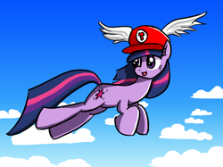Size: 1024x767 | Tagged: safe, artist:mindofnoodles, character:twilight sparkle, female, mario, solo, super mario 64, super mario bros., wing hat