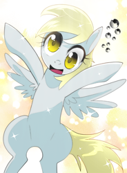 Size: 600x814 | Tagged: safe, artist:namagaki_yukina, character:derpy hooves, species:pegasus, species:pony, bubble, cutie mark, female, looking at you, mare, solo