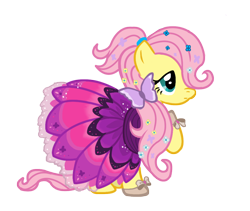 Size: 950x803 | Tagged: safe, artist:schnuffitrunks, character:fluttershy, clothing, dress, female, solo