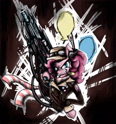 Size: 2800x3000 | Tagged: safe, artist:europamaxima, character:pinkie pie, bomber jacket, clothing, female, gun, high res, jacket, rifle, solo, weapon