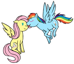 Size: 689x599 | Tagged: safe, artist:darlimondoll, character:fluttershy, character:rainbow dash, ship:flutterdash, blushing, female, lesbian, licking, shipping, tongue out