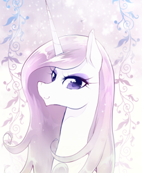 Size: 600x730 | Tagged: safe, artist:namagaki_yukina, character:fleur-de-lis, species:pony, species:unicorn, bust, female, looking at you, mare, portrait, smiling, solo