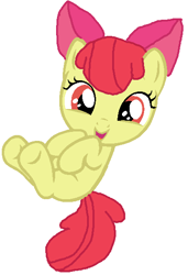 Size: 402x588 | Tagged: safe, artist:mmdfantage, base used, character:apple bloom, species:earth pony, species:pony, adorabloom, cute, diabetes, female, filly, gray background, looking at you, on back, open mouth, simple background, smiling, solo, underhoof