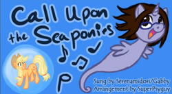 Size: 854x468 | Tagged: safe, artist:serenamidori, character:applejack, oc, species:sea pony, music, youtube link