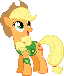 Size: 3634x4334 | Tagged: safe, artist:kishmond, character:applejack, species:earth pony, species:pony, episode:winter wrap up, g4, my little pony: friendship is magic, clothing, female, looking up, mare, plant team, simple background, solo, transparent background, vector, vest, winter wrap up vest