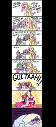 Size: 1780x4002 | Tagged: safe, artist:thex-plotion, character:fluttershy, character:pinkie pie, character:spike, character:sweetie belle, character:twilight sparkle, grumpy, grumpy twilight, guitar, party, singing, the darkness