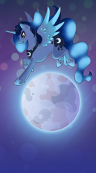 Size: 768x1386 | Tagged: safe, artist:pon-ee, character:princess luna, female, moon, solo
