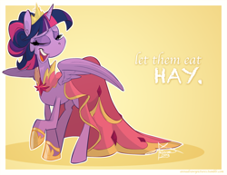 Size: 1000x773 | Tagged: safe, artist:frostadflakes, character:twilight sparkle, character:twilight sparkle (alicorn), species:alicorn, species:pony, dialogue, female, let them eat cake, mare, marie antoinette, solo