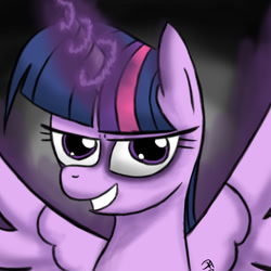 Size: 1200x1200 | Tagged: safe, artist:dennyhooves, character:twilight sparkle, character:twilight sparkle (alicorn), species:alicorn, species:pony, bags under eyes, dark magic, female, magic, mare, solo