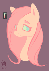 Size: 615x889 | Tagged: safe, artist:marshmellowcannibal, character:fluttershy, color palette, female, looking at you, portrait, simple background, smiling, solo