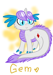 Size: 500x700 | Tagged: safe, artist:cat4lyst, oc, oc only, oc:gem, parent:rarity, parent:spike, parents:sparity, species:dracony, hybrid, interspecies, interspecies offspring, offspring, solo