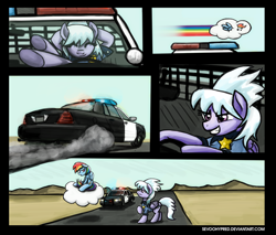 Size: 1620x1378 | Tagged: safe, artist:sevoohypred, character:cloudchaser, character:rainbow dash, beep beep, car, cloud, crown victoria, ford, police, police car, pun, traffic stop