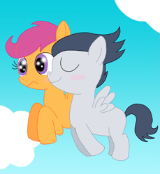 Size: 2337x2548 | Tagged: safe, artist:schwarzekatze4, character:rumble, character:scootaloo, ship:rumbloo, blushing, female, high res, male, nuzzling, shipping, straight