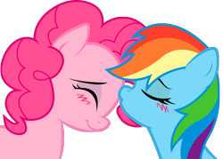Size: 2378x1701 | Tagged: safe, artist:kennyklent, character:pinkie pie, character:rainbow dash, ship:pinkiedash, blushing, female, kissing, lesbian, shipping