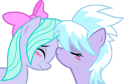 Size: 2626x1794 | Tagged: safe, artist:kennyklent, character:cloudchaser, character:flitter, ship:pegacest, blushing, female, incest, kissing, lesbian, shipping