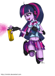 Size: 1024x1434 | Tagged: dead source, safe, artist:mimtii, character:twilight sparkle, my little pony:equestria girls, belly button, clothing, crossover, female, humanized, jet set radio, jet set radio future, midriff, skirt, solo