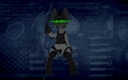 Size: 6000x3775 | Tagged: safe, artist:thermalcake, species:anthro, absurd resolution, armor, bulletproof vest, cloaker, clothing, dexterous hooves, goggles, payday, payday 2, payday the heist, ponified, solo, vest