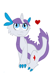 Size: 512x784 | Tagged: safe, artist:cat4lyst, artist:coyoterainbow, oc, oc only, oc:gem, parent:rarity, parent:spike, parents:sparity, species:dracony, colored, heart, hybrid, interspecies, interspecies offspring, my little pony genesis, offspring, solo