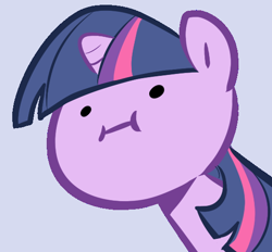 Size: 554x515 | Tagged: safe, artist:haloreplicas, artist:the guy that does the reaction face vectors, character:twilight sparkle, species:pony, species:unicorn, :i, blue background, bust, face, female, mare, portrait, reaction image, simple background, solo, vector, wut face