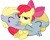 Size: 6128x4847 | Tagged: safe, artist:mmdfantage, character:apple bloom, character:chirpy hooves, character:derpy hooves, absurd resolution, chirpabetes, chirpy hooves, cute, derpabetes, hape, hug, non-consensual cuddling, simple background, transparent background, unhappy, vector, younger