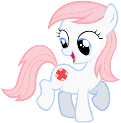 Size: 3842x3905 | Tagged: safe, artist:leapingriver, character:nurse redheart, species:earth pony, species:pony, cute, cutie mark, female, filly, filly nurse redheart, foal, heartabetes, high res, looking back, open mouth, raised hoof, raised leg, simple background, solo, transparent background, vector, younger