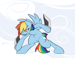 Size: 3348x2587 | Tagged: safe, artist:graphic-lee, character:rainbow dash, species:pegasus, species:pony, action pose, bipedal, dual wield, fantasy class, female, knife, mare, ranger, solo