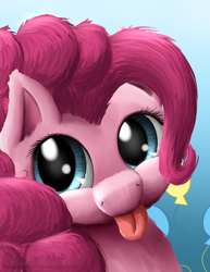 Size: 2550x3300 | Tagged: safe, artist:niegelvonwolf, character:pinkie pie, blep, female, full face view, portrait, solo, tongue out