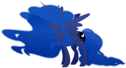 Size: 1200x653 | Tagged: safe, artist:captivelegacy, character:princess luna, female, hidden eyes, missing accessory, simple background, solo, spread wings, transparent background, wings