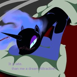 Size: 1000x1000 | Tagged: safe, artist:jun, character:nightmare moon, character:princess luna, blushing, engrish, female, pixiv, solo, stupid sexy nightmare moon