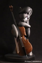 Size: 800x1186 | Tagged: safe, artist:frozenpyro71, character:octavia melody, species:pony, bipedal, cello, craft, female, musical instrument, sculpture, sleepy, solo, traditional art, wink