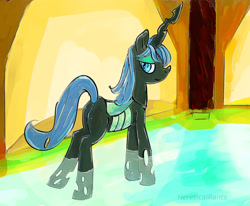 Size: 2944x2424 | Tagged: safe, artist:hereticalrants, character:queen chrysalis, bath, bugbutt, female, plot, solo
