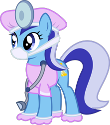 Size: 4900x5535 | Tagged: safe, artist:sir-teutonic-knight, character:minuette, species:pony, .svg available, absurd resolution, clothing, dentist, face mask, female, head mirror, mare, scrubs (gear), simple background, solo, stethoscope, transparent background, vector