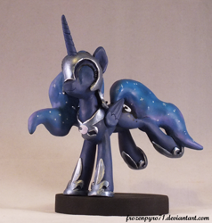 Size: 800x842 | Tagged: safe, artist:frozenpyro71, character:nightmare moon, character:princess luna, armor, clothing, costume, craft, cute, eyes closed, female, figurine, nicemare moon, nightmare night costume, sculpture, smiling, solo, warrior luna