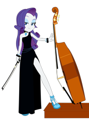 Size: 3307x4677 | Tagged: safe, artist:skycatcherequestria, character:rarity, my little pony:equestria girls, absurd resolution, bracelet, choker, clothing, double bass, dress, female, high heels, musical instrument, sexy, side slit, solo