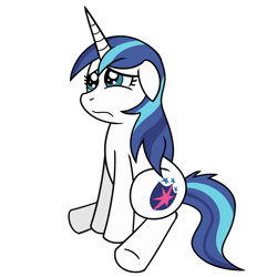 Size: 1280x1280 | Tagged: safe, artist:atomic-chinchilla, character:shining armor, ask female shining armor, floppy ears, gleaming shield, rule 63, sad