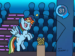 Size: 1600x1200 | Tagged: safe, artist:djgames, character:rainbow dash, ball, bucket, game show, minute to win it