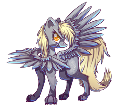 Size: 975x820 | Tagged: safe, artist:inky-pinkie, character:derpy hooves, species:pegasus, species:pony, species:wolf, female, halloween, hengstwolf, mare, monster, solo, werewolf