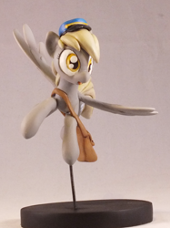 Size: 800x1070 | Tagged: safe, artist:frozenpyro71, character:derpy hooves, species:pegasus, species:pony, clothing, craft, female, figurine, flying, hat, mailbag, mailmare, mare, sculpture, solo