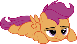 Size: 5976x3430 | Tagged: safe, artist:redpandapony, character:scootaloo, species:pegasus, species:pony, episode:ponyville confidential, g4, my little pony: friendship is magic, bored, female, filly, prone, sad, simple background, solo, spread wings, transparent background, unamused, vector, wings