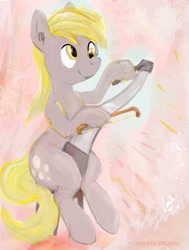 Size: 1230x1631 | Tagged: safe, artist:hereticalrants, character:derpy hooves, species:pegasus, species:pony, equestria girls:rainbow rocks, g4, my little pony: equestria girls, my little pony:equestria girls, female, musical instrument, musical saw, saw, sitting, smiling, solo, stool
